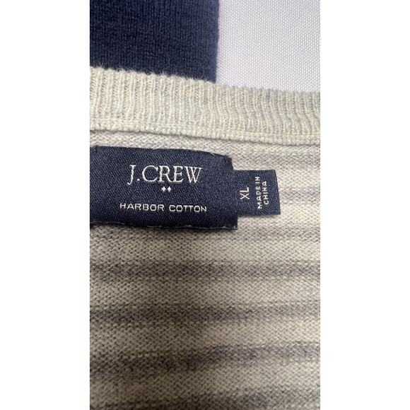 Lot Of 2- J Crew Men's Harbor Cotton Sweaters XL Crewneck Striped Navy Gray - Picture 2 of 10
